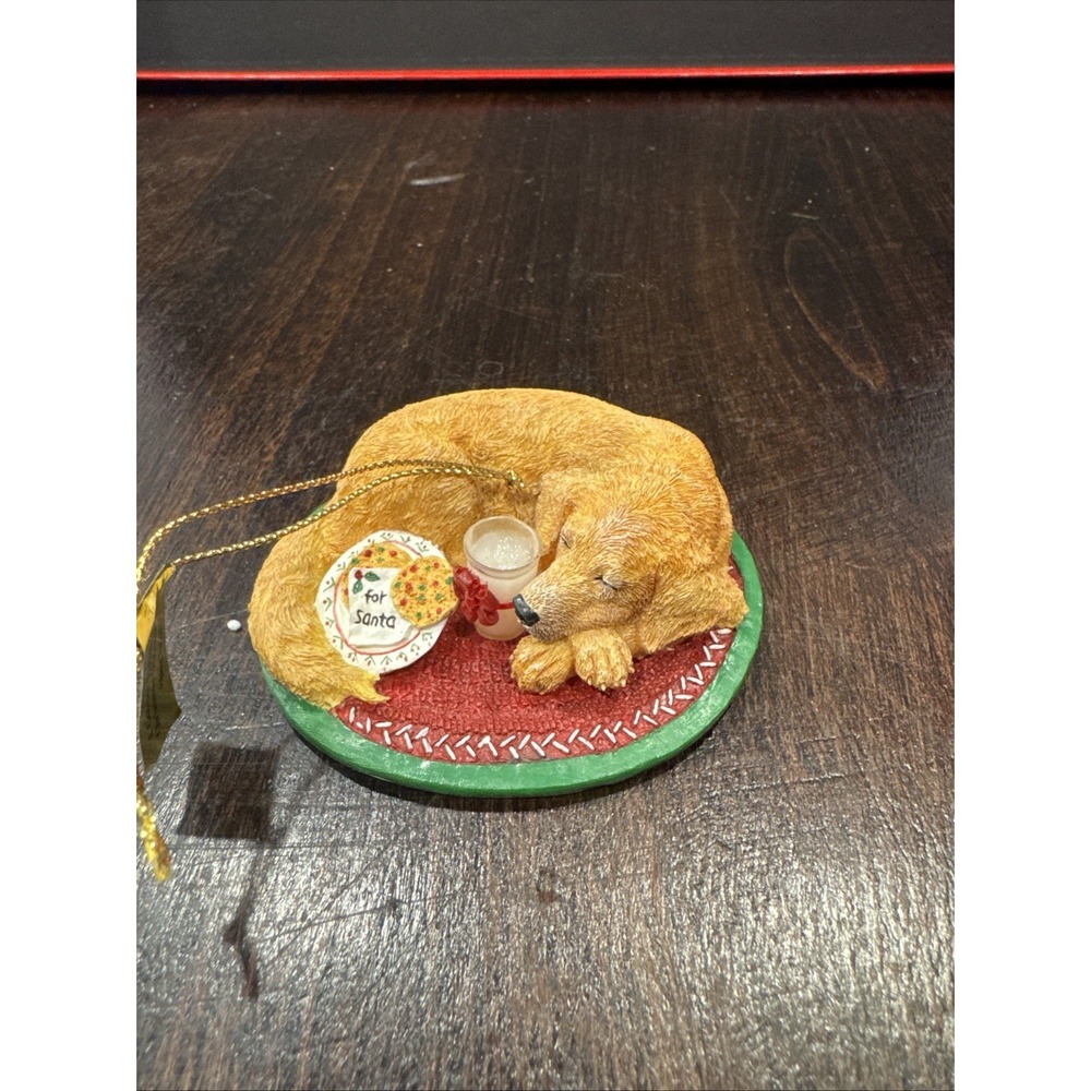 Danbury Mint A Golden Holiday Dog Tired Ornament